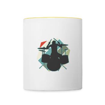 If You Want Me To Listen Talk About Drum Set - Contrasting Mug - white/yellow - Front