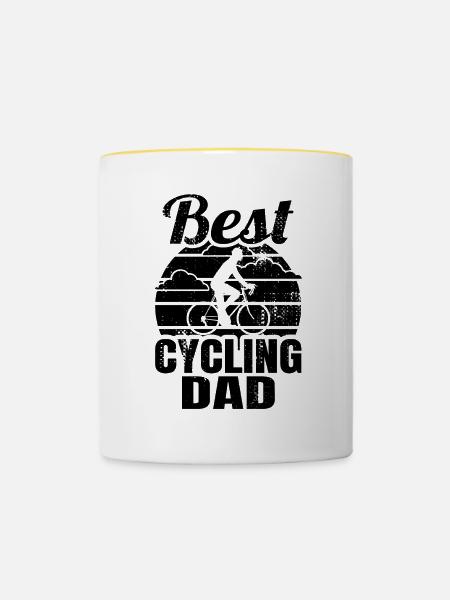 Radfahrer Vater - Tasse zweifarbig - Weiß/Gelb
