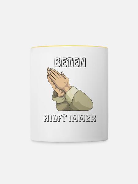 BETEN HILFT IMMER - Tasse zweifarbig - Weiß/Gelb