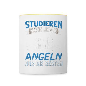 Studieren Kann Jeder Angeln nur die Besten - Tasse zweifarbig - Weiß/Gelb - Vorne