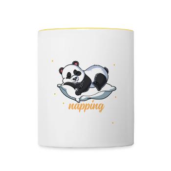 Panda endormi Sieste officielle - Mug contrasté - blanc/jaune - Devant