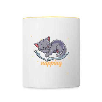 Sleeping Cat Official Napping - Contrasting Mug - white/yellow - Front