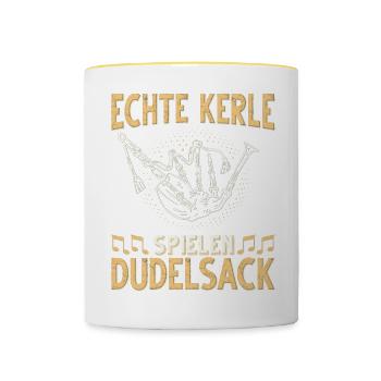Dudelsack Musikverein Sackpfeifer Musiker - Tasse zweifarbig - Weiß/Gelb - Vorne