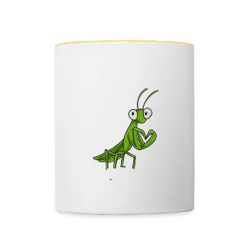 Ich mag halt einfach Gottesanbeterinnen - Tasse zweifarbig - Weiß/Gelb - Vorne
