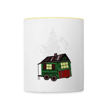 Remorque Noël Hiver Nature Alpes de montagne - Mug contrasté - blanc/jaune - Devant