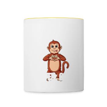 Ich mag halt einfach Affen - Tasse zweifarbig - Weiß/Gelb - Vorne