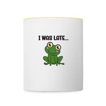 Frog Sorry I Was Late I Saw A Frog - Contrasting Mug - white/yellow - Front