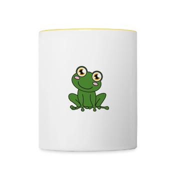 Grenouille Je préfère être avec mes grenouilles - Mug contrasté - blanc/jaune - Devant