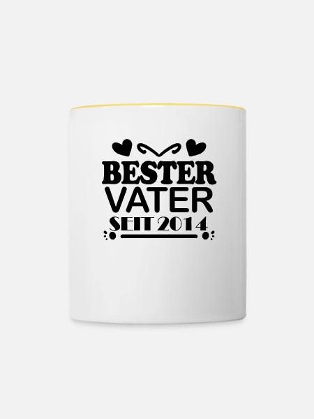 Bester Vater seit 2014 - Tasse zweifarbig - Weiß/Gelb