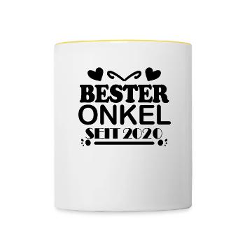 Bester Onkel seit 2020 - Tasse zweifarbig - Weiß/Gelb - Vorne