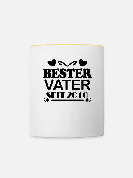 Bester Vater seit 2010 - Tasse zweifarbig - Weiß/Gelb