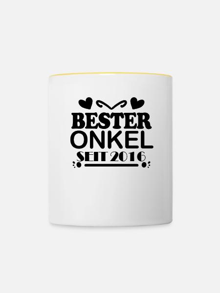 Bester Onkel seit 2016 - Tasse zweifarbig - Weiß/Gelb