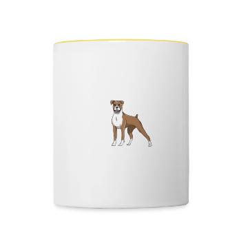 Die Anatomie Eines Boxers Hundebesitzer Deutscher - Tasse zweifarbig - Weiß/Gelb - Vorne