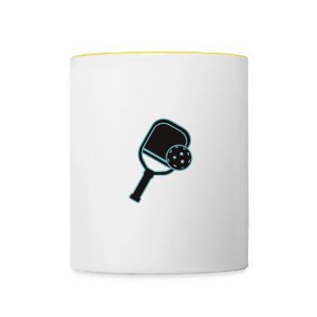 Je préfère être avec mon pickleball - Mug contrasté - blanc/jaune - Devant