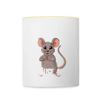 Ich mag halt einfach Mäuse - Tasse zweifarbig - Weiß/Gelb - Vorne