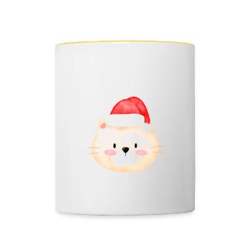 Merry Christmas Funny Christmas Shirt - Contrasting Mug - white/yellow - Front