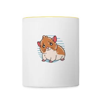 Je préfère être avec mon hamster - Mug contrasté - blanc/jaune - Devant