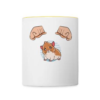 Je préfère être avec mon hamster - Mug contrasté - blanc/jaune - Devant