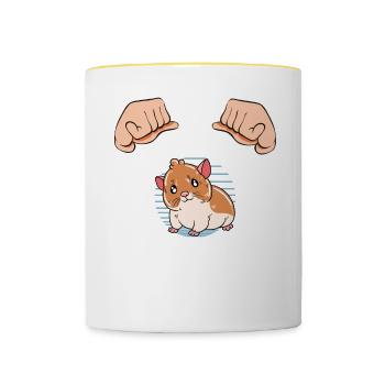 Je préfère être avec mon hamster - Mug contrasté - blanc/jaune - Devant