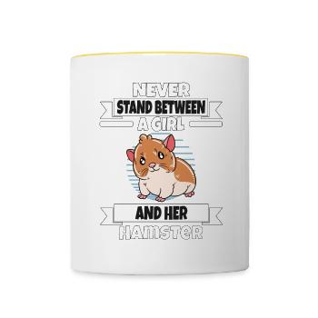 Je préfère être avec mon hamster - Mug contrasté - blanc/jaune - Devant