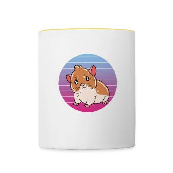 Je préfère être avec mon hamster - Mug contrasté - blanc/jaune - Devant
