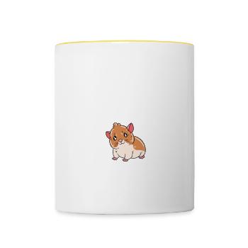 Je préfère être avec mon hamster - Mug contrasté - blanc/jaune - Devant