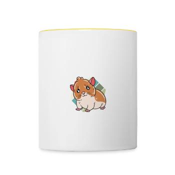 Je préfère être avec mon hamster - Mug contrasté - blanc/jaune - Devant