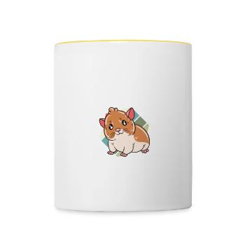 Je préfère être avec mon hamster - Mug contrasté - blanc/jaune - Devant