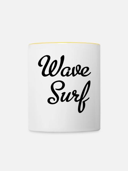 Wave Surf - Tasse zweifarbig - Weiß/Gelb