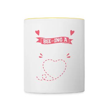 Ich liebe Bienen Eine OP-Krankenschwester ODER Krankenschwestern - Tasse zweifarbig - Weiß/Gelb - Vorne
