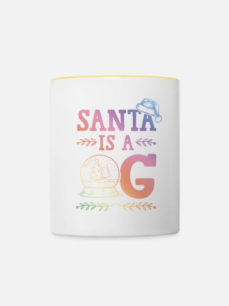Santa is a OG - Tasse zweifarbig - Weiß/Gelb