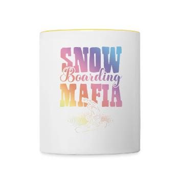 Snowboarding Mafia - Tasse zweifarbig - Weiß/Gelb - Vorne
