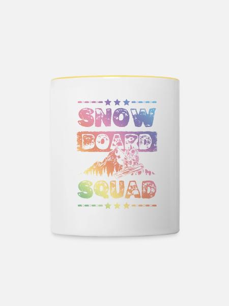 Snowboard Squad - Tasse zweifarbig - Weiß/Gelb
