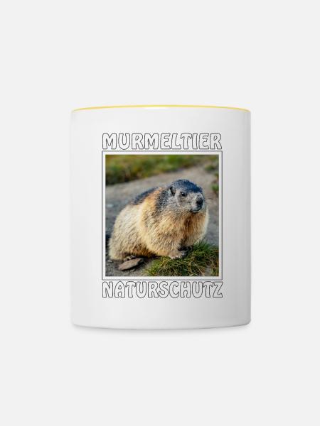 MURMELTIER NATURSCHUTZ - Tasse zweifarbig - Weiß/Gelb