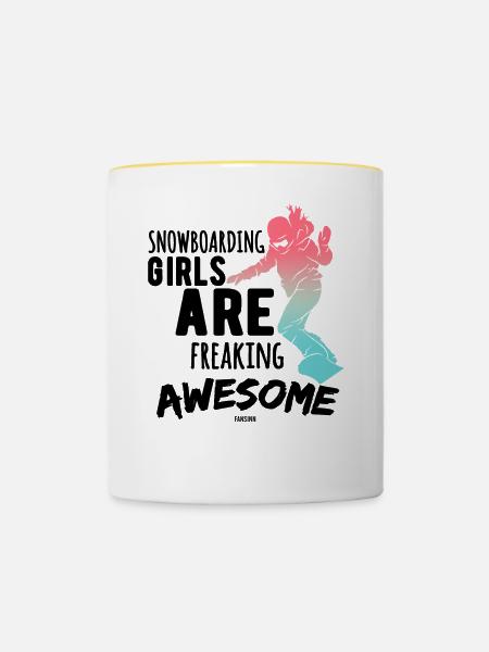 Snowboard - Tasse zweifarbig - Weiß/Gelb