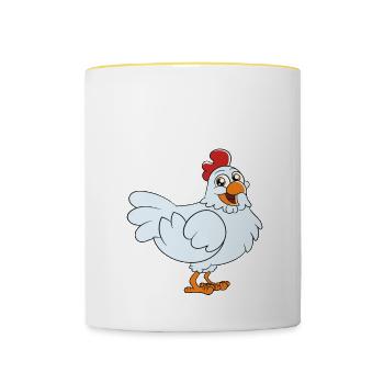 Mom Of The Cute Chicken - Contrasting Mug - white/yellow - Front