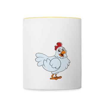 Oui, je suis un papa poulet - Mug contrasté - blanc/jaune - Devant
