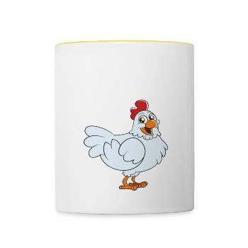 Oui, je suis une maman poulet - Mug contrasté - blanc/jaune - Devant