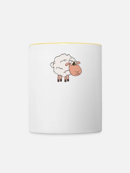 Kann Spontan Anfangen, Über Schafe Zu Reden - Tasse zweifarbig - Weiß/Gelb