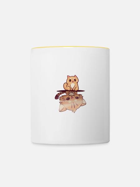 Crazy Cat Lady - Tasse zweifarbig - Weiß/Gelb