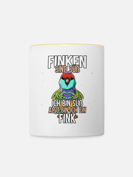 Finken Sind Süß Fink - Tasse zweifarbig - Weiß/Gelb
