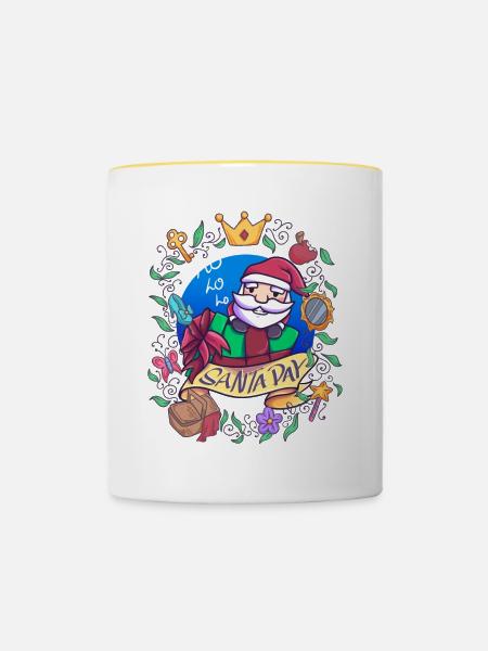 Santa Day Fairytale Weihnachtsmann - Tasse zweifarbig - Weiß/Gelb