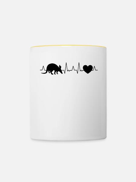 Erdferkel Herzschlag - Tasse zweifarbig - Weiß/Gelb