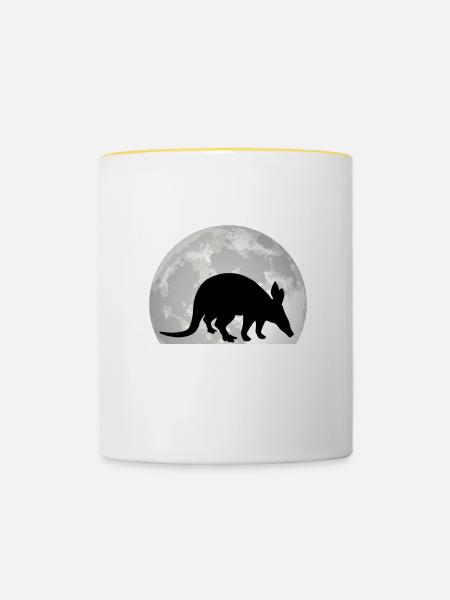 Erdferkel Mond - Tasse zweifarbig - Weiß/Gelb