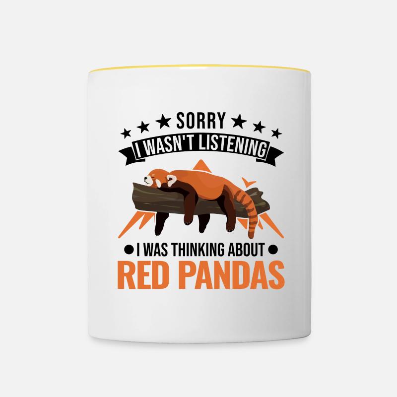 Red Panda Cadeau Chat Ours Panda Rouge - Mug contrasté - blanc/jaune