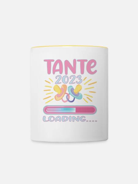 Tante 2023 Loading - Tasse zweifarbig - Weiß/Gelb