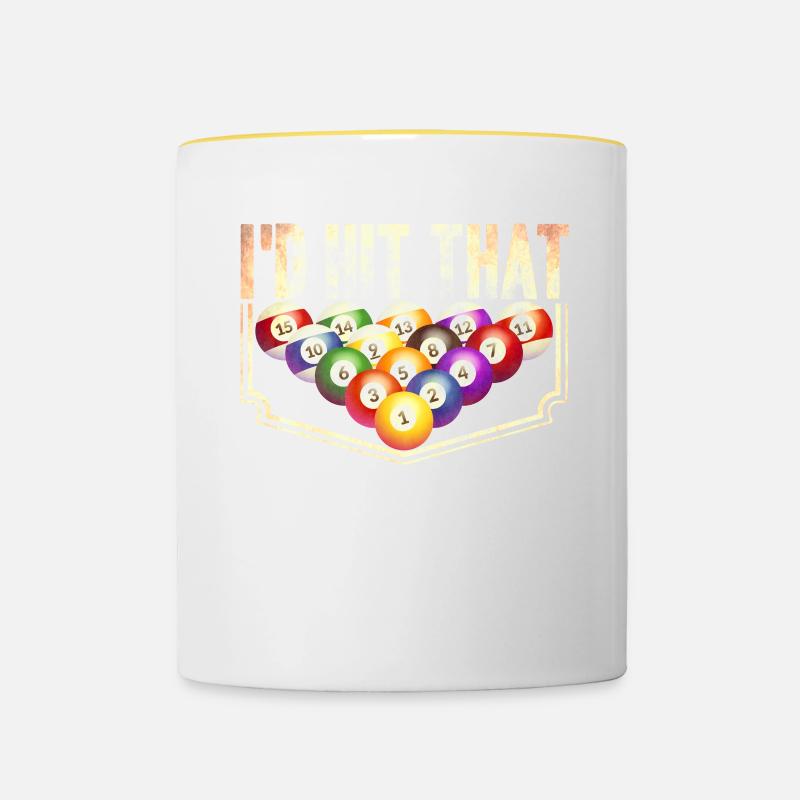 Idée cadeau billard Billard Player Pool Snooker - Mug contrasté - blanc/jaune