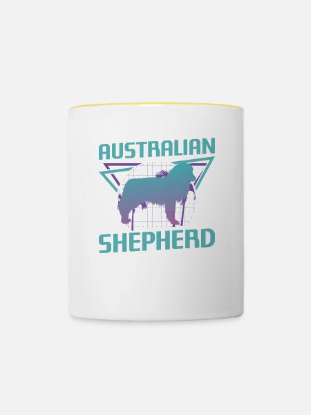 Retro australischer Schäferhund-Liebhaber - Tasse zweifarbig - Weiß/Gelb