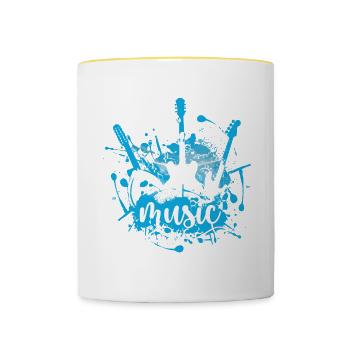 Music Musical Instruments Sheet Music Motif - Gift Idea - Contrasting Mug - white/yellow - Front
