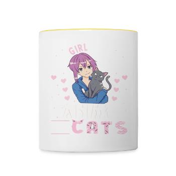 Anime Girl. Anime Merch. Otaku Manga - Contrasting Mug - white/yellow - Front